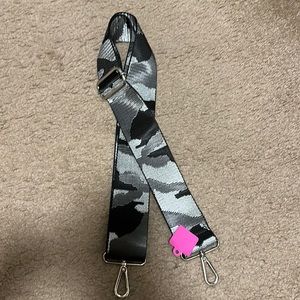 Silver and black camo guitar strap for purse or Fanny pack never used